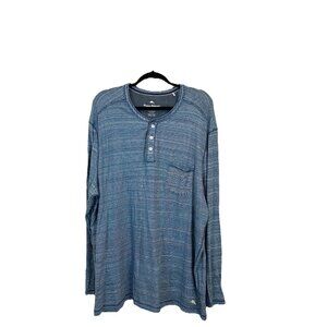 Tommy Bahama Striped Henley Long Sleeve Shirt Men's XXXL 3XL Blue Cotton
